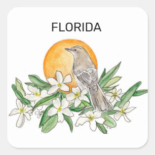 Sticker Carré Florida State Bird and Flower