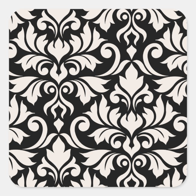 Sticker Carré Flourissant Damask Art I Cream sur Black (Devant)