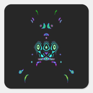 Sticker Carré Fluo tribal v1