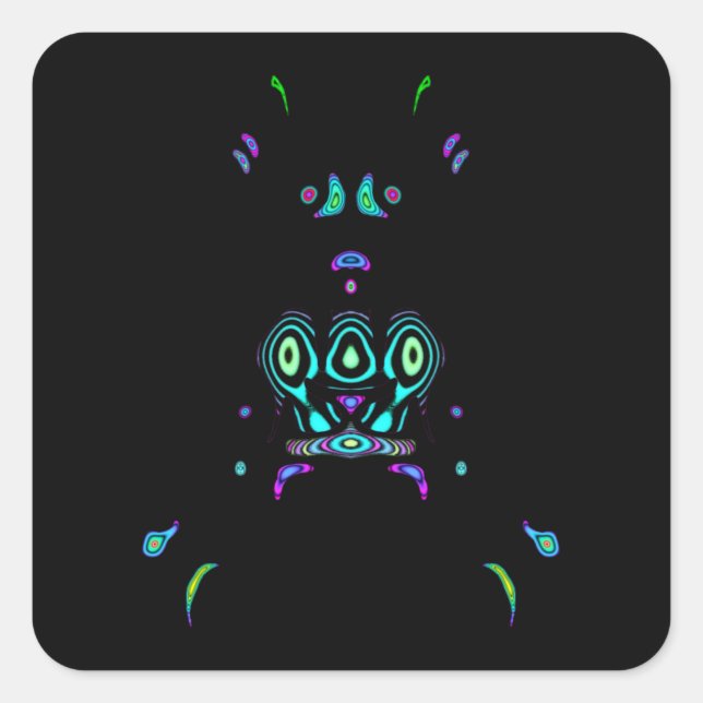 Sticker Carré Fluo tribal v1 (Devant)