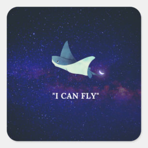Sticker Carré Flying Stingray