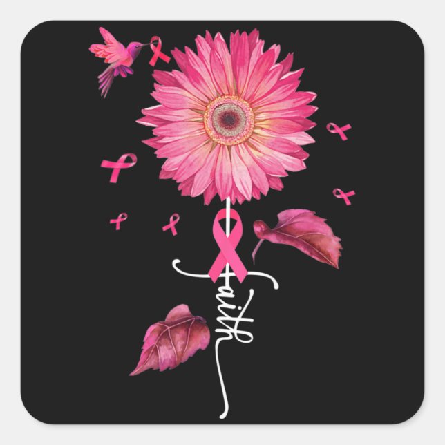 Sticker Carré Foi de marguerite rose - Sensibilisation au cancer (Devant)