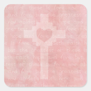 Sticker Carré Foi Espoir et amour Pink Christian