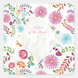 Sticker Carré Folk Flowers Mother of Bride