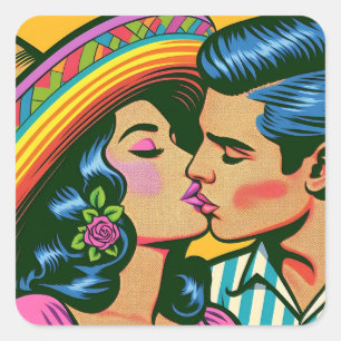 Sticker Carré Folklórico vintage mexicain Fiesta