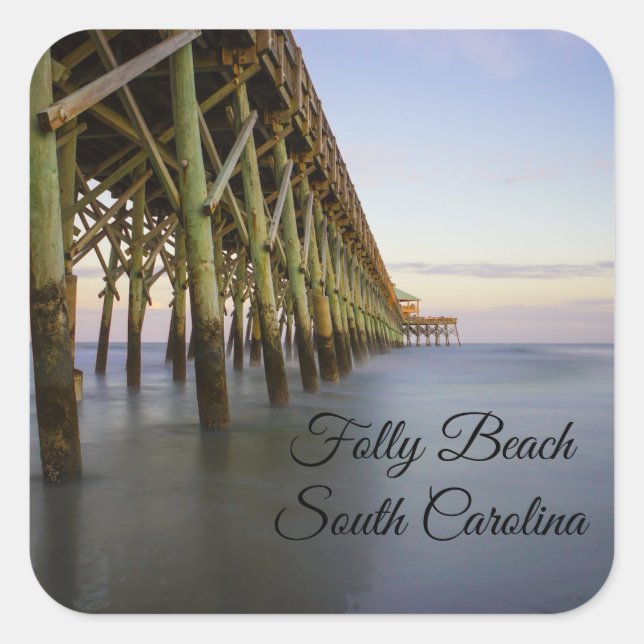 Sticker Carré Folly Beach Pier Beauté (Devant)