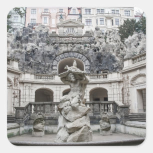 Sticker Carré Fontaine avec statue de Neptune à Prague