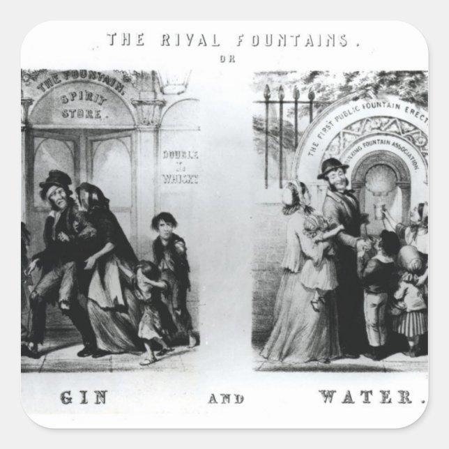 Sticker Carré Fontaines de Rival ou Gin and Water (Devant)