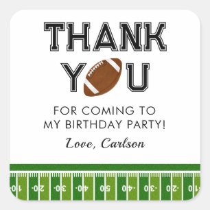 Sticker Carré Football Anniversaire Merci