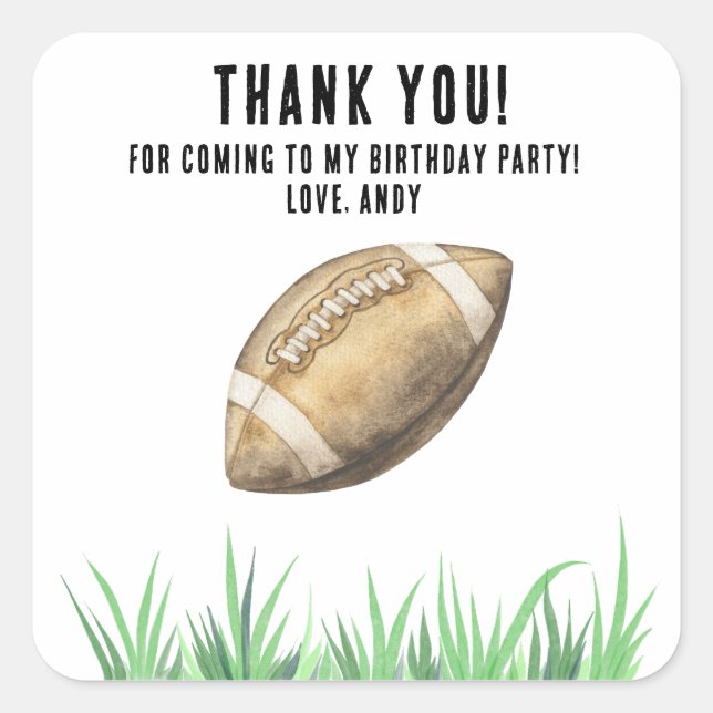 Sticker Carré Football Première année en bas fête d'anniversaire (Devant)