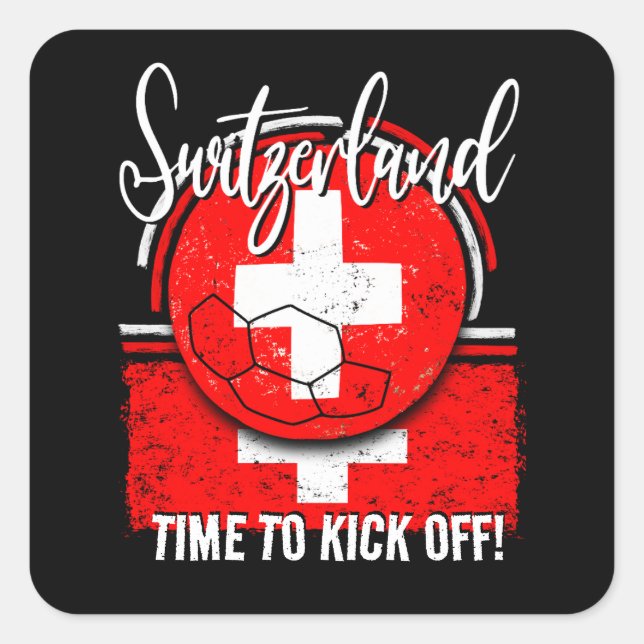 Sticker Carré Football Suisse Drapeau, Équipe d'Europe suisse (Devant)