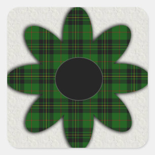 Sticker Carré Forbes Tartan Plaid Daisy