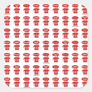 Sticker Carré Foreign Language greetings telephone pattern