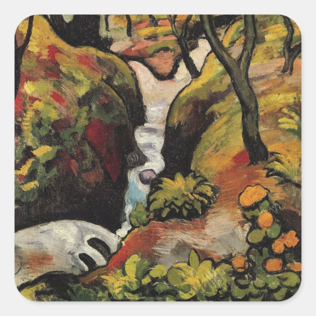 Sticker Carré Forest Brook par August Macke Expressionnisme Vint (Devant)