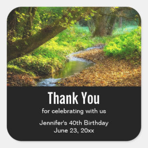 Sticker Carré Forest Creek Belle nature Photo Anniversaire