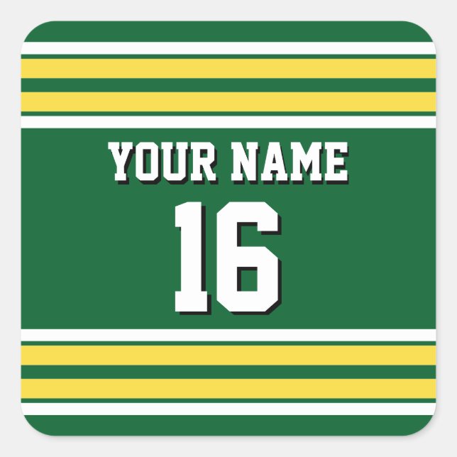 Sticker Carré Forest Green with Yellow White Stripes (Devant)