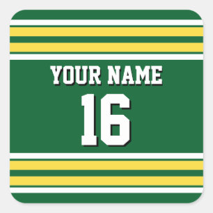 Sticker Carré Forest Green with Yellow White Stripes