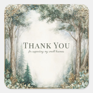 Sticker Carré Forêt Brumeuse Eucalyptus Or Étincelant Rustique