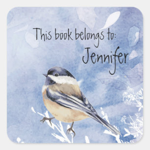 Sticker Carré Forêt d'hiver de Petits Chickadee
