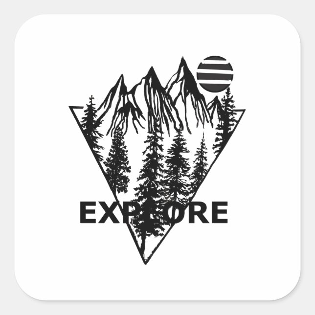 Sticker Carré Forêt minime de pins paysagers (Devant)