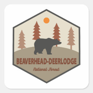 Sticker Carré Forêt nationale de Beaverhead-Deerlodge Montana Be
