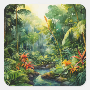 Sticker Carré Forêt tropicale