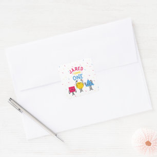 Sticker Carré Formes mignonnes Première fête d'anniversaire