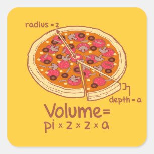 Sticker Carré Formule mathématique = Pi*z*z*a de volume de pizz