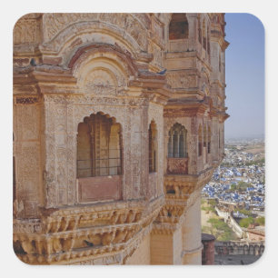 Sticker Carré Fort de Mehrangarh dominant Jodhpur, La Bleue
