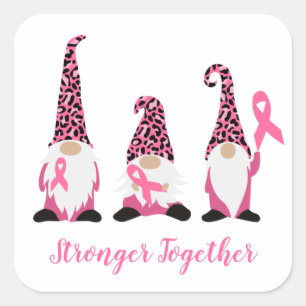 Sticker Carré Forte Ensemble Cancer Du Sein Pink Ruban