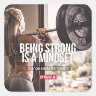 Sticker Carré Forte mentalité - Fitness des femmes Inspirationne