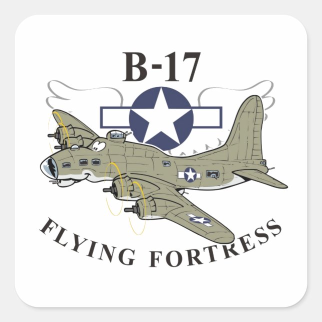 Sticker Carré Forteresse volante B-17 (Devant)