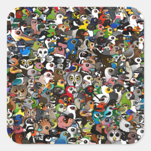 Sticker Carré Foule Birdorable