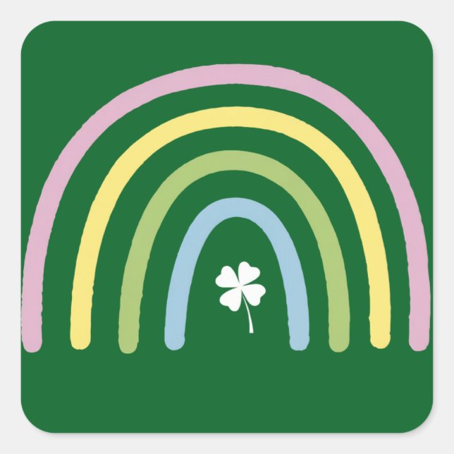 Sticker Carré Four Leaf Clover Rainbow St Patrick's Day (Devant)