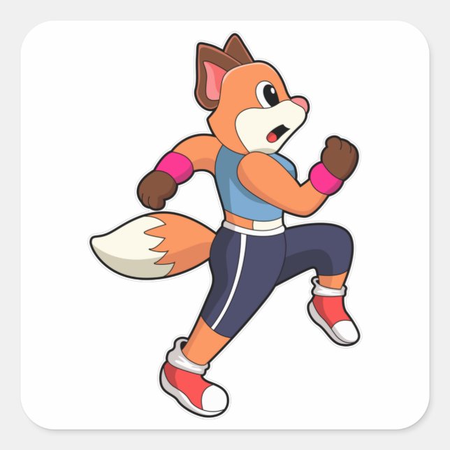 Sticker Carré Fox à Running (Devant)