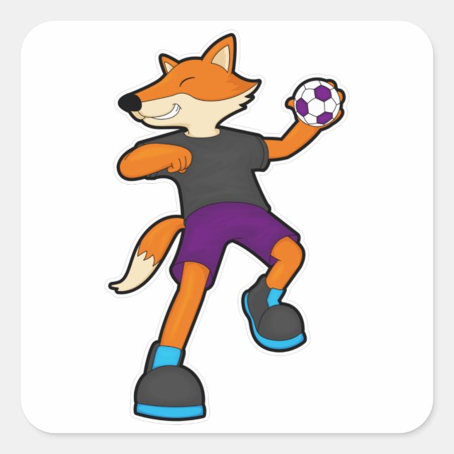 Sticker Carré Fox at Handball player avec Handball (Devant)