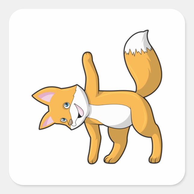 Sticker Carré Fox au Yoga Stretching (Devant)