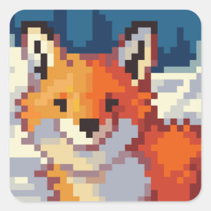 Sticker Carré Fox, pixel, Art Pixel