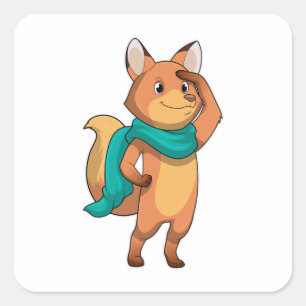 Sticker Carré Fox with Scarf