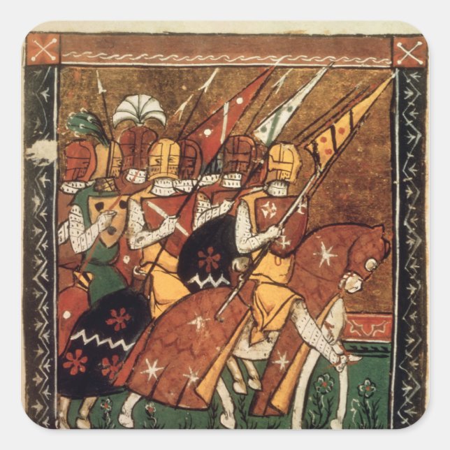Sticker Carré Fr 9084 f.20v : Chevaliers à cheval (Devant)