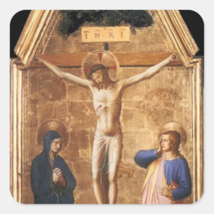 Sticker Carré Fra Angelico- Christ crucifié avec la Vierge