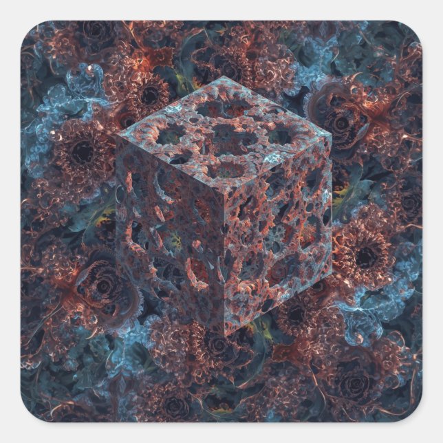 Sticker Carré Fractal Cube With Mandelbrot Cutout  (Devant)