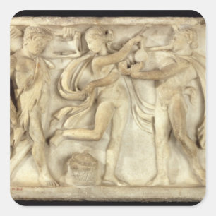 Sticker Carré Fragment d'un sarcophage