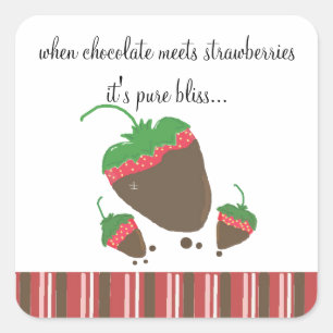 Sticker Carré Fraise avec citation au chocolat