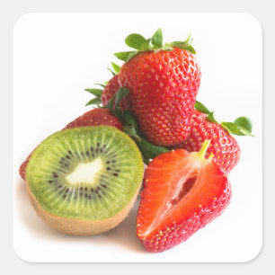 Sticker Carré Fraise et kiwi