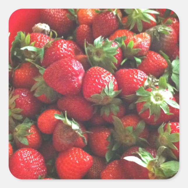 Sticker Carré Fraises classiques (Devant)