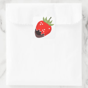 Sticker Carré Fraises couvertes de chocolat