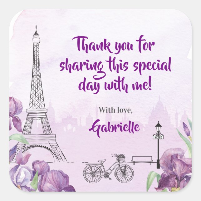 Sticker Carré français Paris Purple Iris (Devant)