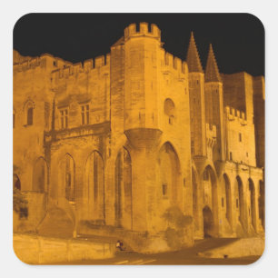 Sticker Carré France, Avignon, Provence, Palais des Papes la nui