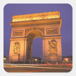 Sticker Carré France, Paris, Arc de Triomphe au crépuscule.